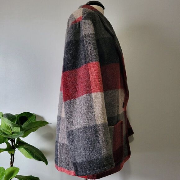 EXCELLENT USED FRENCH COUNTRY EXPRESS PLAID WOOL BLEND LAPEL JACKET COAT SIZE S - Picture 2 of 16